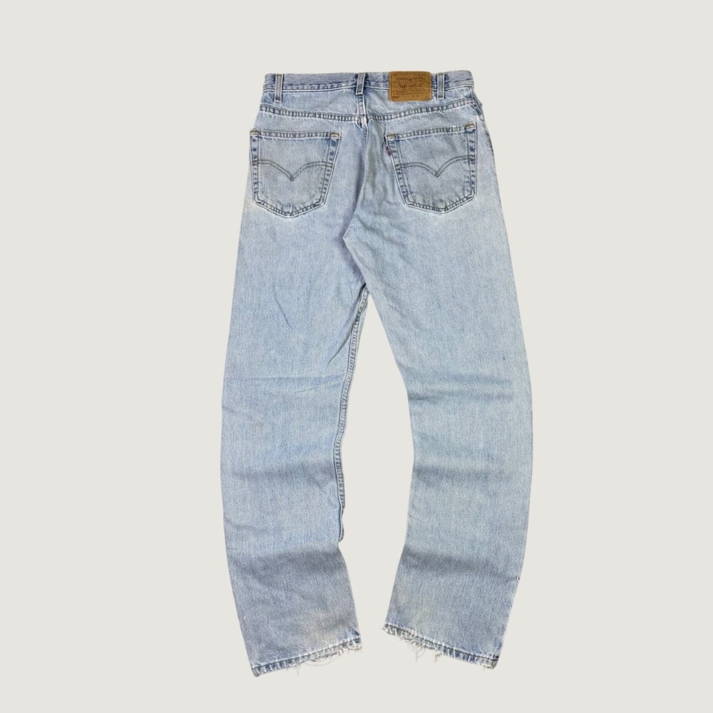 Levis 505 Regular Fit Jeans Light Wash Distressed Denim 33x32 Mens Straight Leg